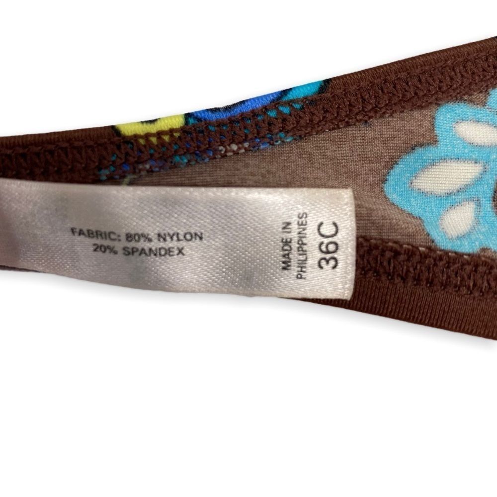 Victorias Secret Floral Bikini Top size 36C Brown Teal - Picture 4 of 5